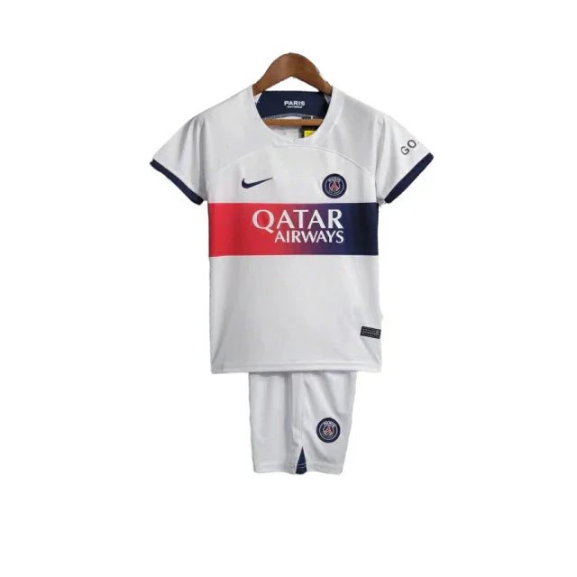 Conjunto Infantil PSG II (Away) 23/24 - Branco - Manto Elegante