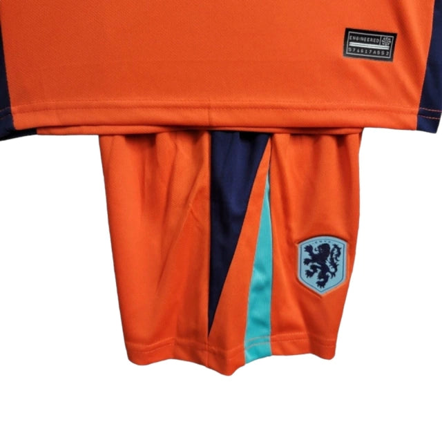 Conjunto Infantil Seleção da Holanda I (Home) 24/25 - Laranja