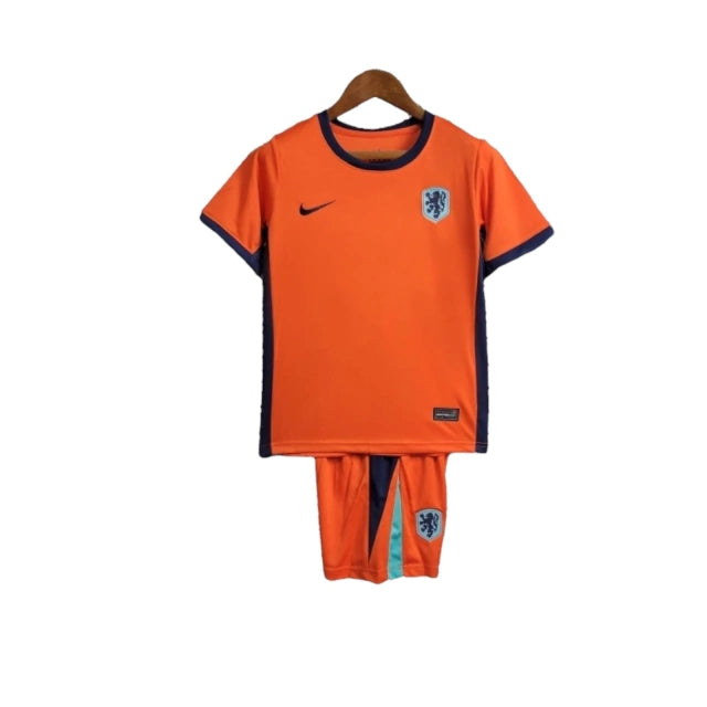 Conjunto Infantil Seleção da Holanda I (Home) 24/25 - Laranja
