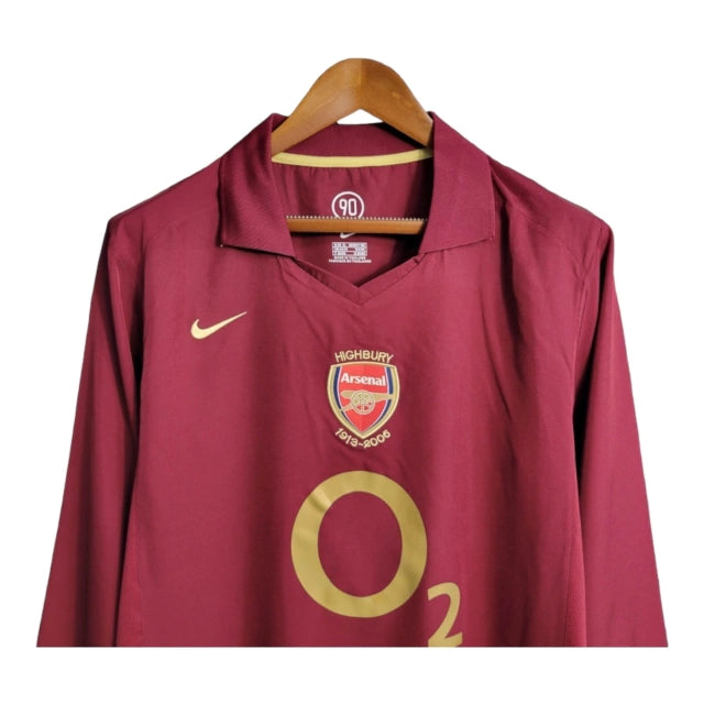Camisa Manga Longa Retrô Arsenal I (Home) 05/06 - Torcedor Masculina - Vinho