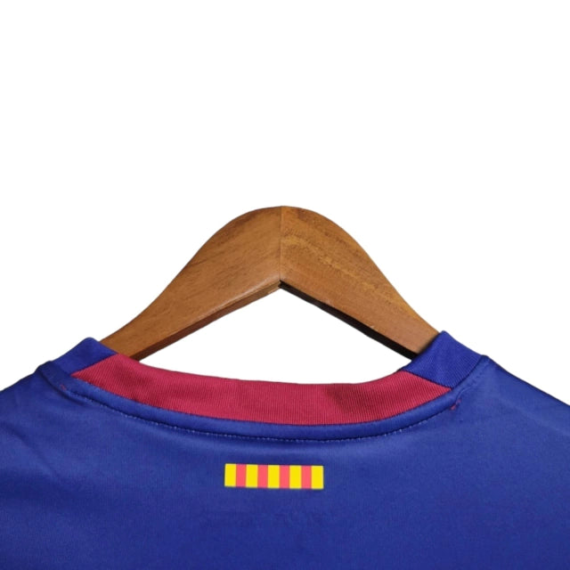 Camisa Manga Longa Barcelona I (Home) 23/24 - Torcedor Masculina - Vermelho e Azul - Manto Elegante