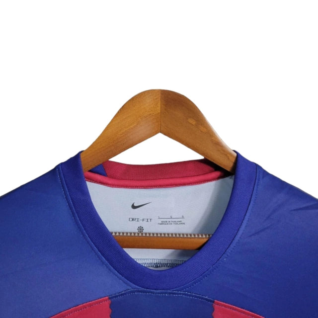 Camisa Manga Longa Barcelona I (Home) 23/24 - Torcedor Masculina - Vermelho e Azul - Manto Elegante