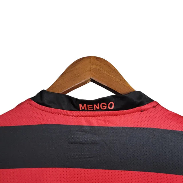 Camisa Manga Longa Retrô Flamengo I 08/09 - Torcedor Masculina - Vermelho e Preto - Manto Elegante