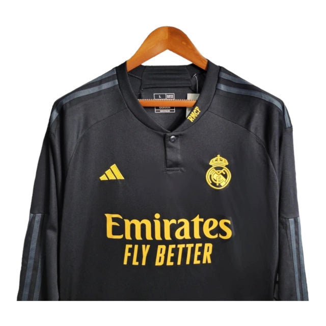 Camisa Manga Longa Real Madrid III (Third) 23/24 - Torcedor Masculina - Preto - Manto Elegante