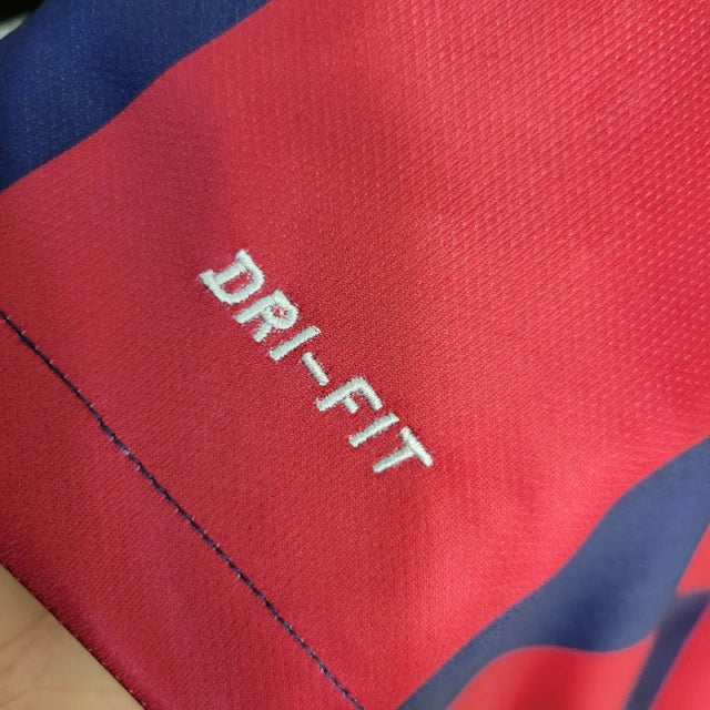 Camisa Manga Longa Retrô Barcelona I (Home) 14/15 - Torcedor Masculina - Vermelho e Azul - Manto Elegante