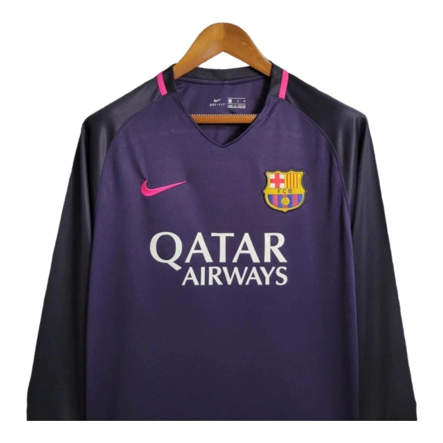 Camisa Manga Longa Retrô Barcelona II (Away) 16/17 - Torcedor Masculina - Roxo - Manto Elegante