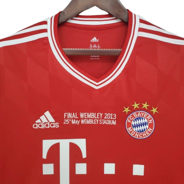 Camisa Manga Longa Retrô Bayern de Munique I (Home) 13/14 - Torcedor Masculina - Vermelho - Manto Elegante