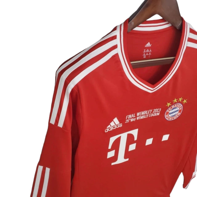 Camisa Manga Longa Retrô Bayern de Munique I (Home) 13/14 - Torcedor Masculina - Vermelho - Manto Elegante