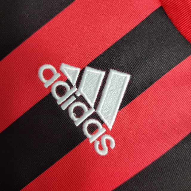 Camisa Manga Longa Retrô Milan I (Home) 06/07 - Torcedor Masculina - Vermelho e Preto - Manto Elegante