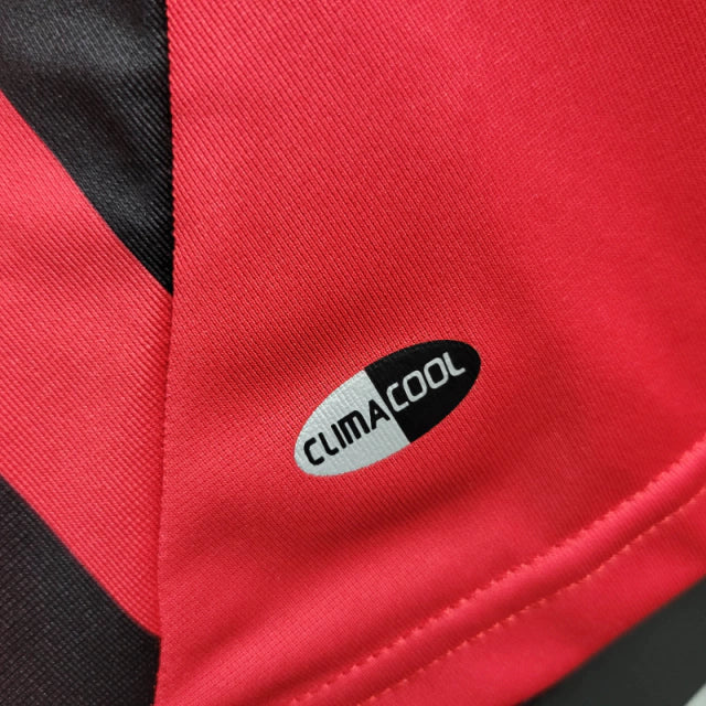 Camisa Manga Longa Retrô Milan I (Home) 06/07 - Torcedor Masculina - Vermelho e Preto - Manto Elegante