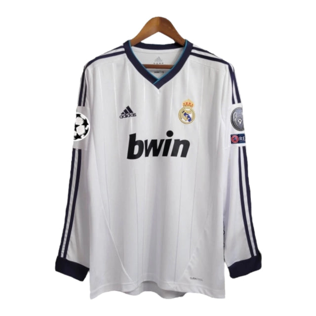 Camisa Manga Longa Retrô Real Madrid I (Home) 12/13 - Torcedor Masculina - Branco - Manto Elegante