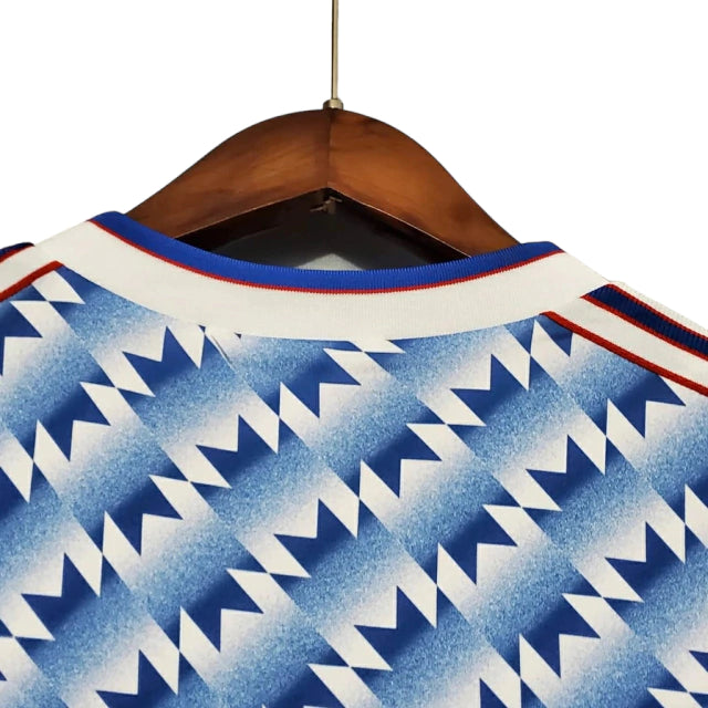 Camisa Retrô Manchester United II (Away) 1991 - Torcedor Masculina - Azul e Branco - Manto Elegante