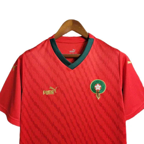 Camisa Seleção de Marrocos I (Home) 23/24 - Torcedor Masculina - Vermelho - Manto Elegante