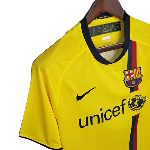Camisa Retrô Barcelona II (Away) 2008 - Torcedor Masculina - Amarelo - Manto Elegante