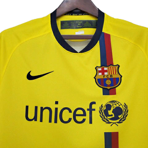Camisa Retrô Barcelona II (Away) 2008 - Torcedor Masculina - Amarelo - Manto Elegante