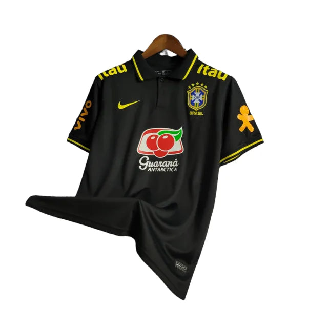 Camisa do Brasil 23/24 - Torcedor Masculina - Polo / Preto com Patrocínios - Manto Elegante