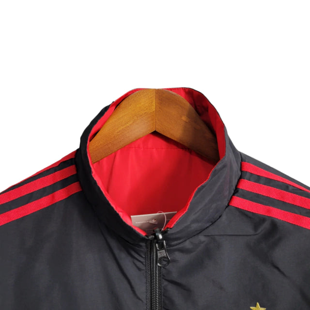 Jaqueta Corta-Vento Dupla Face Flamengo 23/24 - Masculina - Preto/Vermelho - Manto Elegante