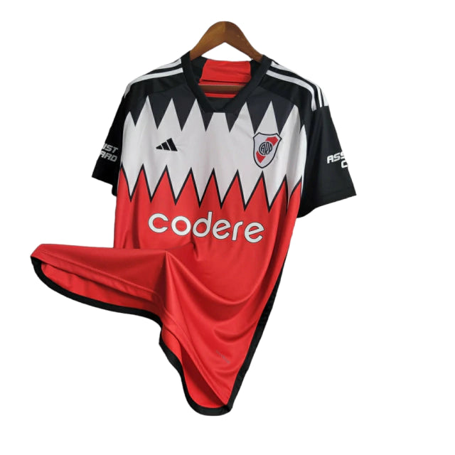 Camisa River Plate II (Away) 23/24 - Torcedor Masculina - Preto, Branco e Vermelho - Manto Elegante