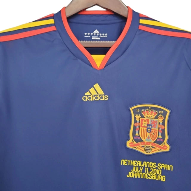 Camisa Manga Longa Retrô Espanha II (Away) 2010 - Torcedor Masculina - Azul