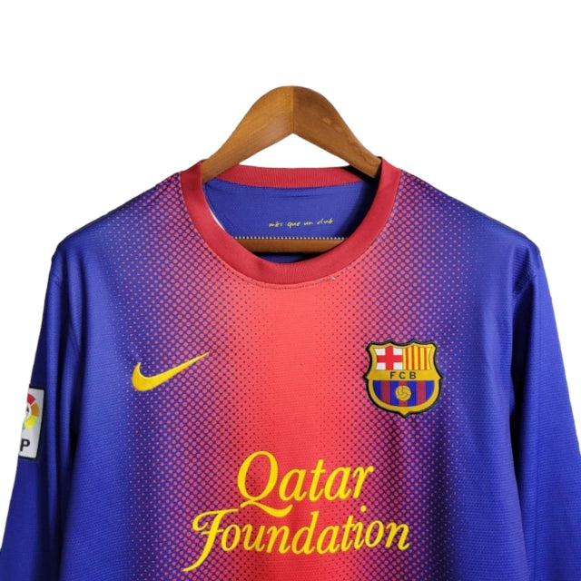 Camisa Manga Longa Retrô Barcelona I (Home) 12/13 - Torcedor Masculina - Vermelho e Azul