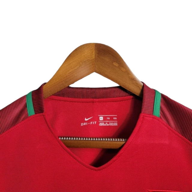 Camisa Manga Longa Retrô Portugal I (Home) 2016 - Torcedor Masculina - Vermelho