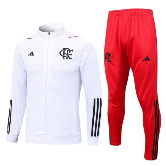 Conjunto Flamengo 2023 - Vermelho e Branco com Zíper