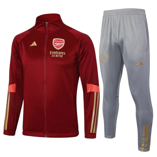 Conjunto Arsenal 2023 - Vermelho e Cinza com Zíper