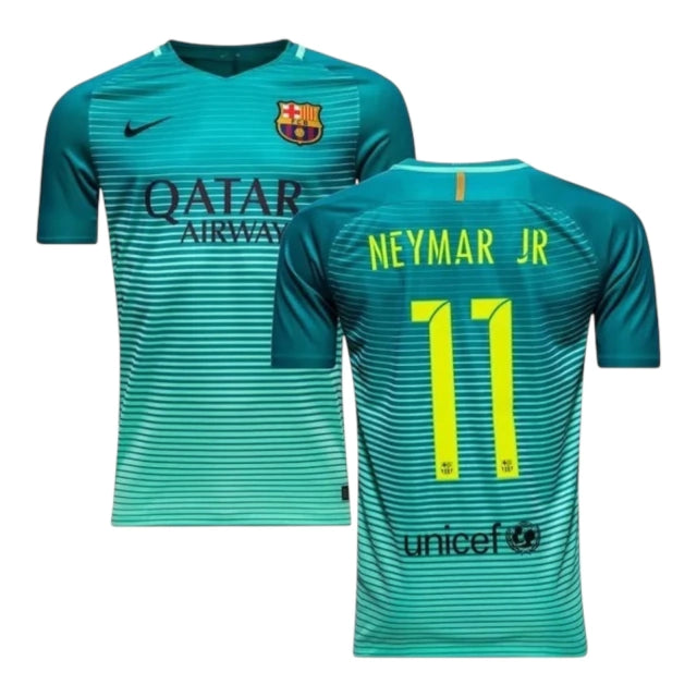 Camisa Retrô Barcelona III Neymar JR #11 2016 - Torcedor Masculina - Verde