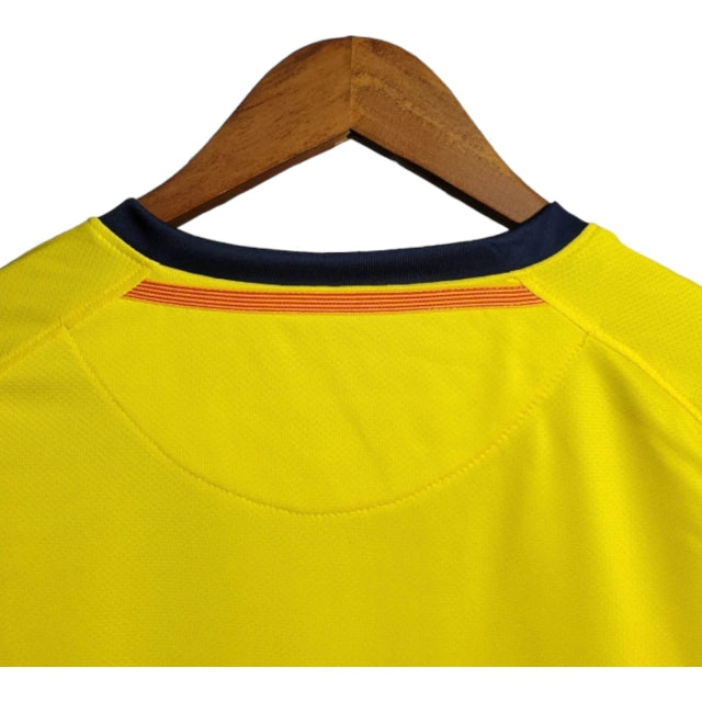 Camisa Manga Longa Retrô Barcelona II (Away) 08/09 - Torcedor Masculina - Amarelo - Manto Elegante
