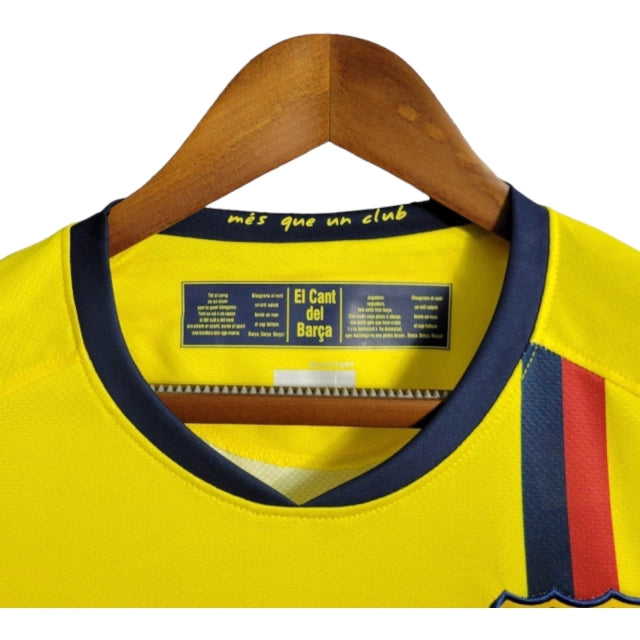 Camisa Manga Longa Retrô Barcelona II (Away) 08/09 - Torcedor Masculina - Amarelo - Manto Elegante