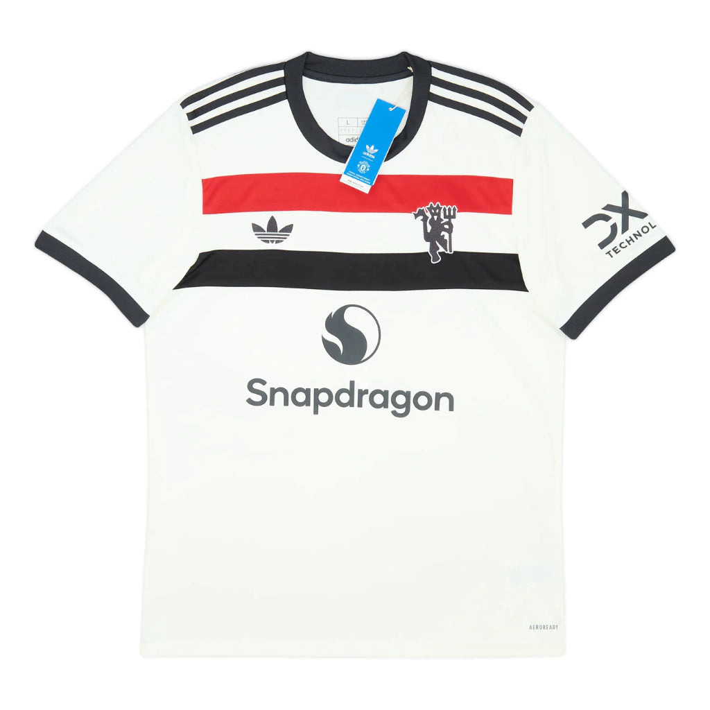 Camisa Manchester United III (Third) 24/25 - Torcedor Masculina - Branco, Preto e Vermelho