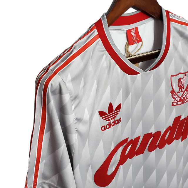 Camisa Retrô Liverpool II (Away) 1989 - Torcedor Masculina - Cinza - Manto Elegante