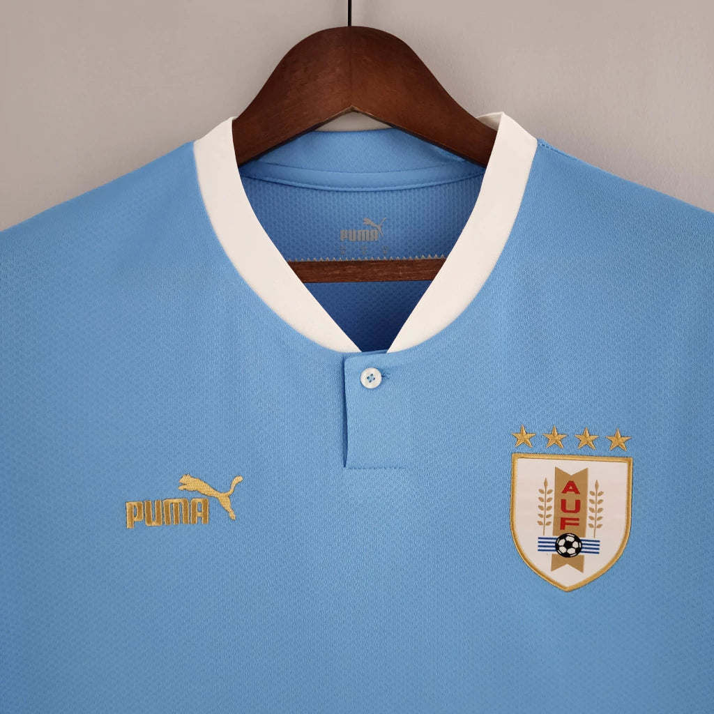 Camisa Seleção do Uruguai I (Home) 2022 - Torcedor Masculina - Azul - Manto Elegante