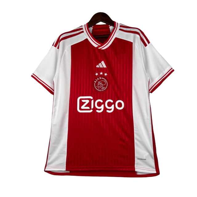 Camisa Ajax I (Home) 23/24 - Torcedor Masculina - Branco e Vermelho - Manto Elegante