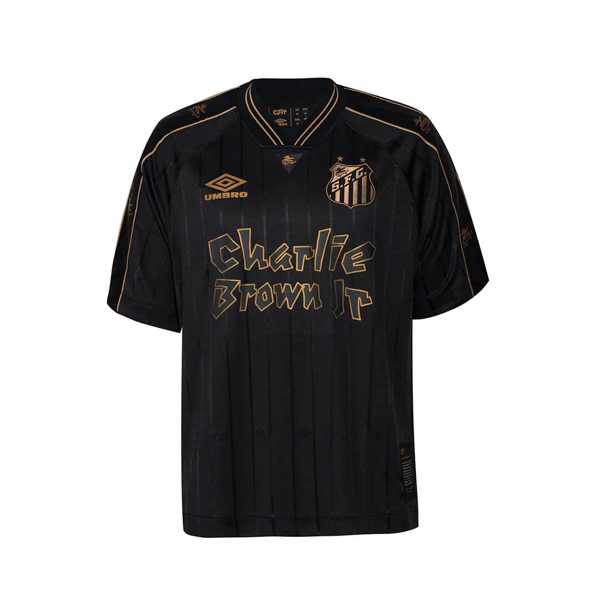 Camisa Santos x Charlie Brown Jr. 24/25 - Unissex - Preto com Dourado