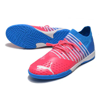 Chuteira de Futsal Puma Future Z 1.3 Azul e Rosa - Manto Elegante