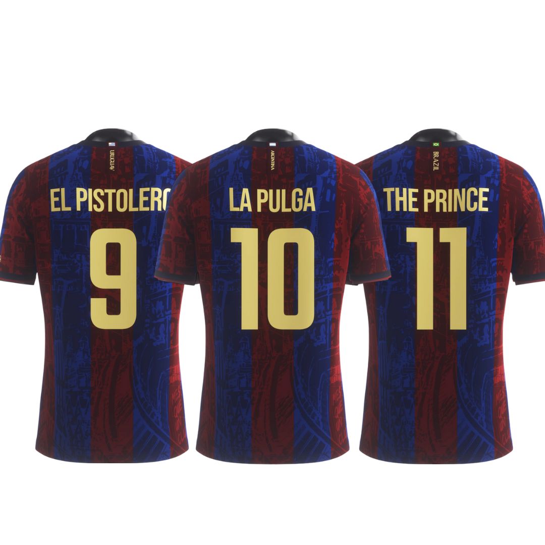 Combo - Camisas TRIO MSN "Legends Of Barcelona" 24/25 - Torcedor Masculina - Vermelho e Azul