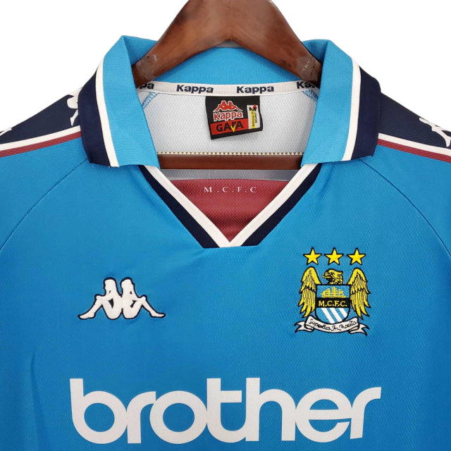 Camisa Retrô Manchester City I (Home) 1997 - Torcedor Masculina - Azul - Manto Elegante