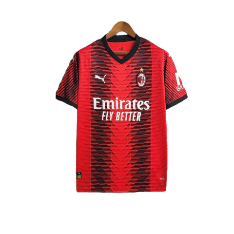 Camisa Milan I (Home) 23/24 - Torcedor Masculina - Vermelho e Preto - Manto Elegante