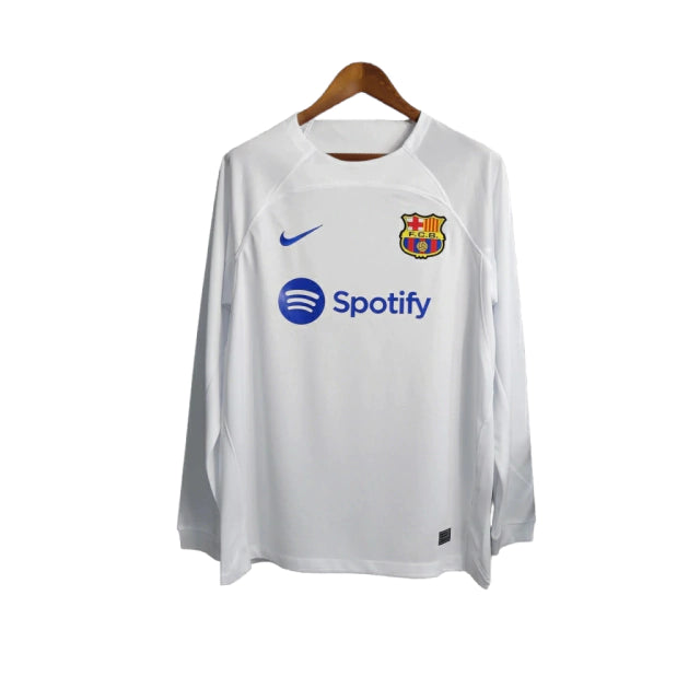 Camisa Manga Longa Barcelona II (Away) 23/24 - Torcedor Masculina - Branco - Manto Elegante