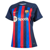 Camisa Barcelona I (Home) 22/23 - Torcedor Feminina - Azul Marinho, Azul Royal e Vermelho - Manto Elegante