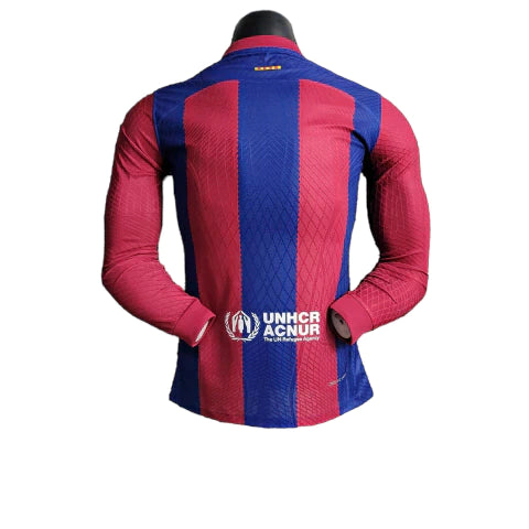 Camisa Manga Longa Barcelona I (Home) 23/24 - Jogador Masculina - Vermelho e Azul - Manto Elegante