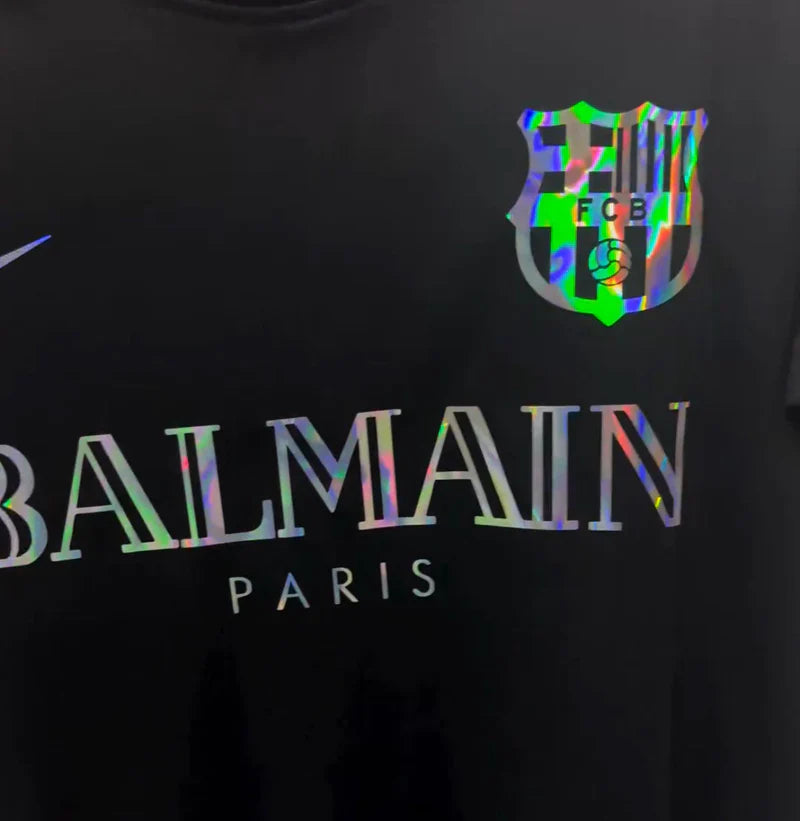 Camisa Barcelona x Balmain Refletiva 23/24 - Torcedor Masculina - Preto - Manto Elegante