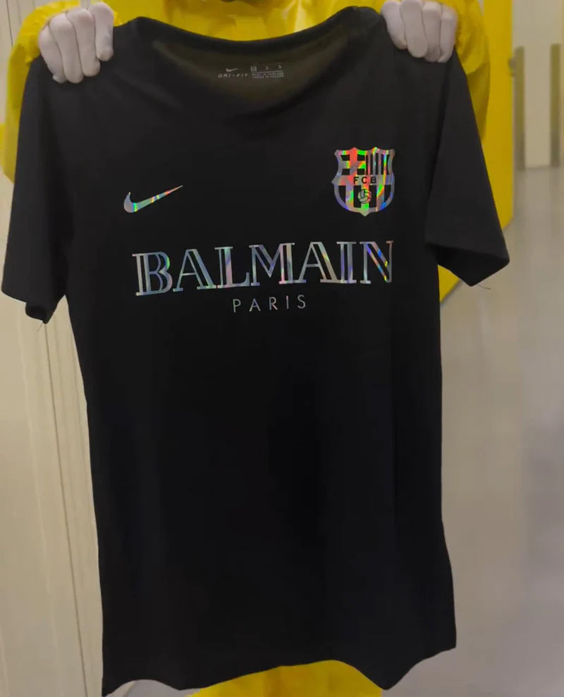 Camisa Barcelona x Balmain Refletiva 23/24 - Torcedor Masculina - Preto - Manto Elegante