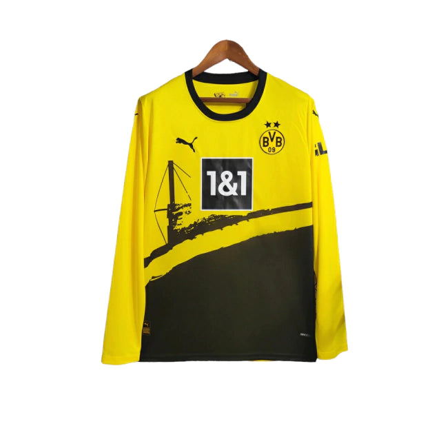 Camisa Manga Longa Borussia Dortmund I (Home) 23/24 - Torcedor Masculina- Amarelo - Manto Elegante