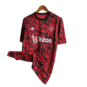 Camisa de Treino Manchester United 23/24 - Torcedor Masculina - Vermelho e Preto - Manto Elegante