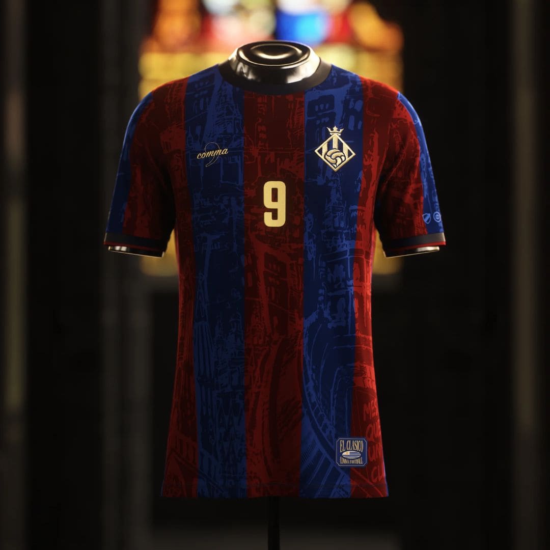 Camisa "Legends Of Barcelona" 24/25 - Suarez #9 EL PISTOLERO - Edição Especial Trio MSN - Torcedor Masculina - Vermelho e Azul