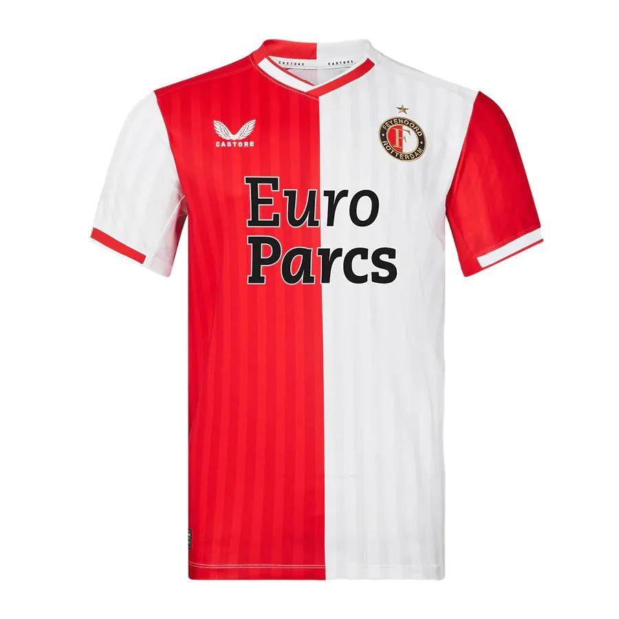 Camisa Feyenoord I (Home) 23/24 - Torcedor Masculina - Branco e Vermelho - Manto Elegante