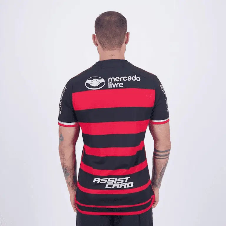 Camisa Flamengo I C/ Todos os Patrocínios e Patch Libertadores 24/25 - Torcedor Masculina - Vermelho e Preto