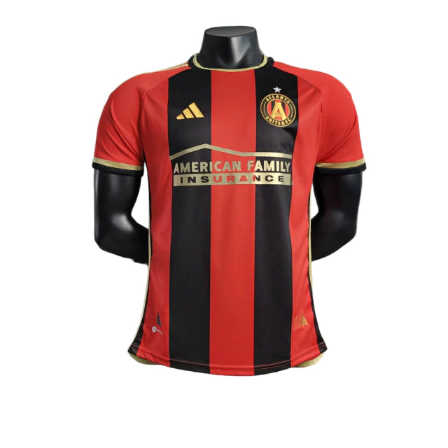 Camisa Atlanta United I (Home) 23/24 - Jogador Masculina - Vermelho e Preto - Manto Elegante